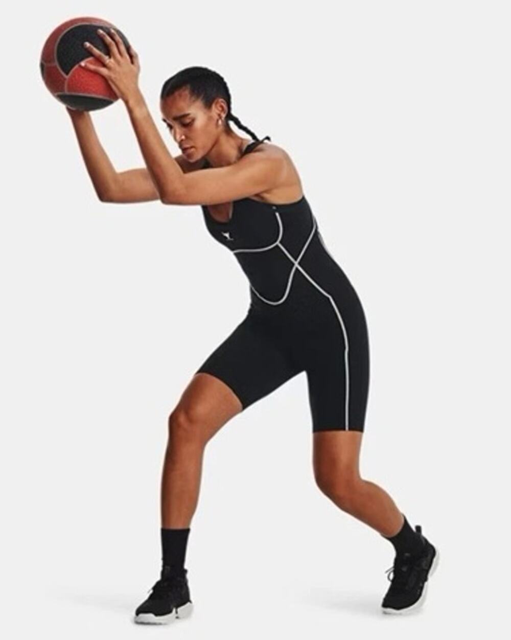 Under Armour Project Rock Bodysuit Biker Shorts Jumpsuit XL Black Training